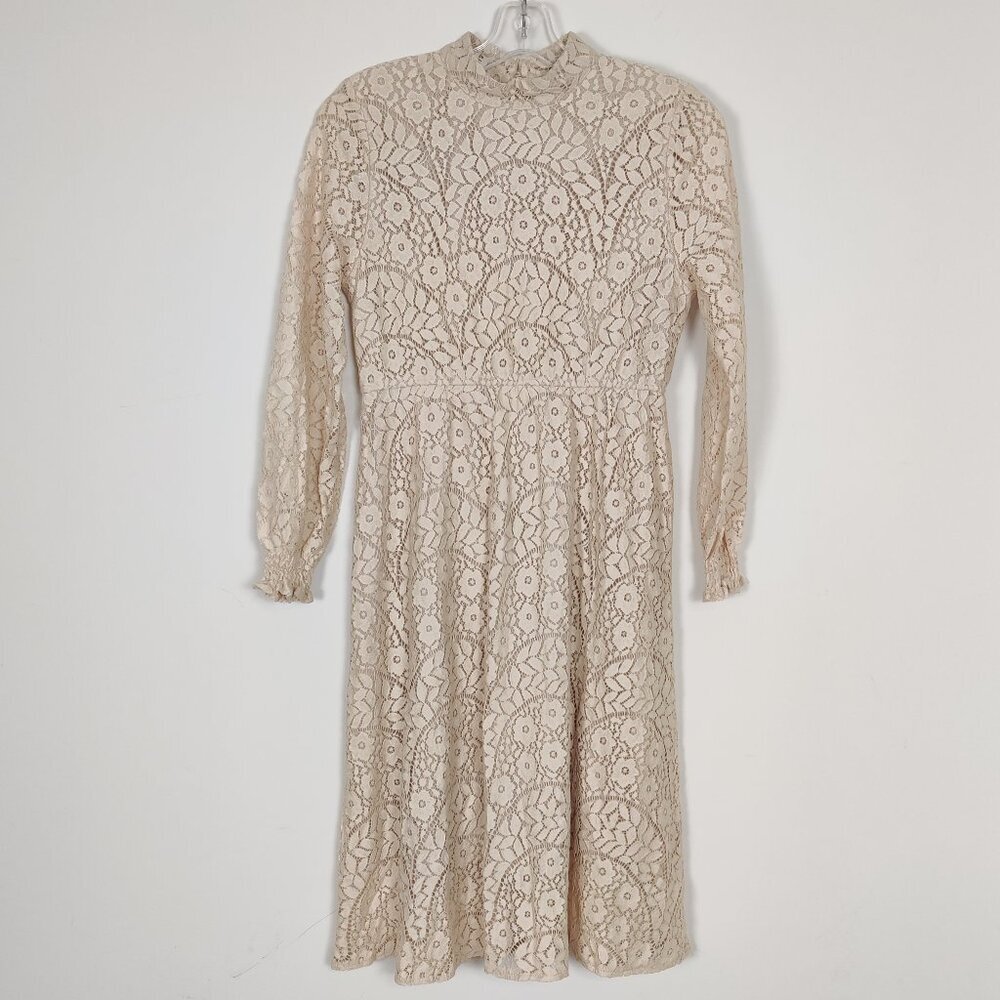 H&H&R Kid's Dress Size M Beige Lace Lined Boho Bohemian Party Minimalist Chic